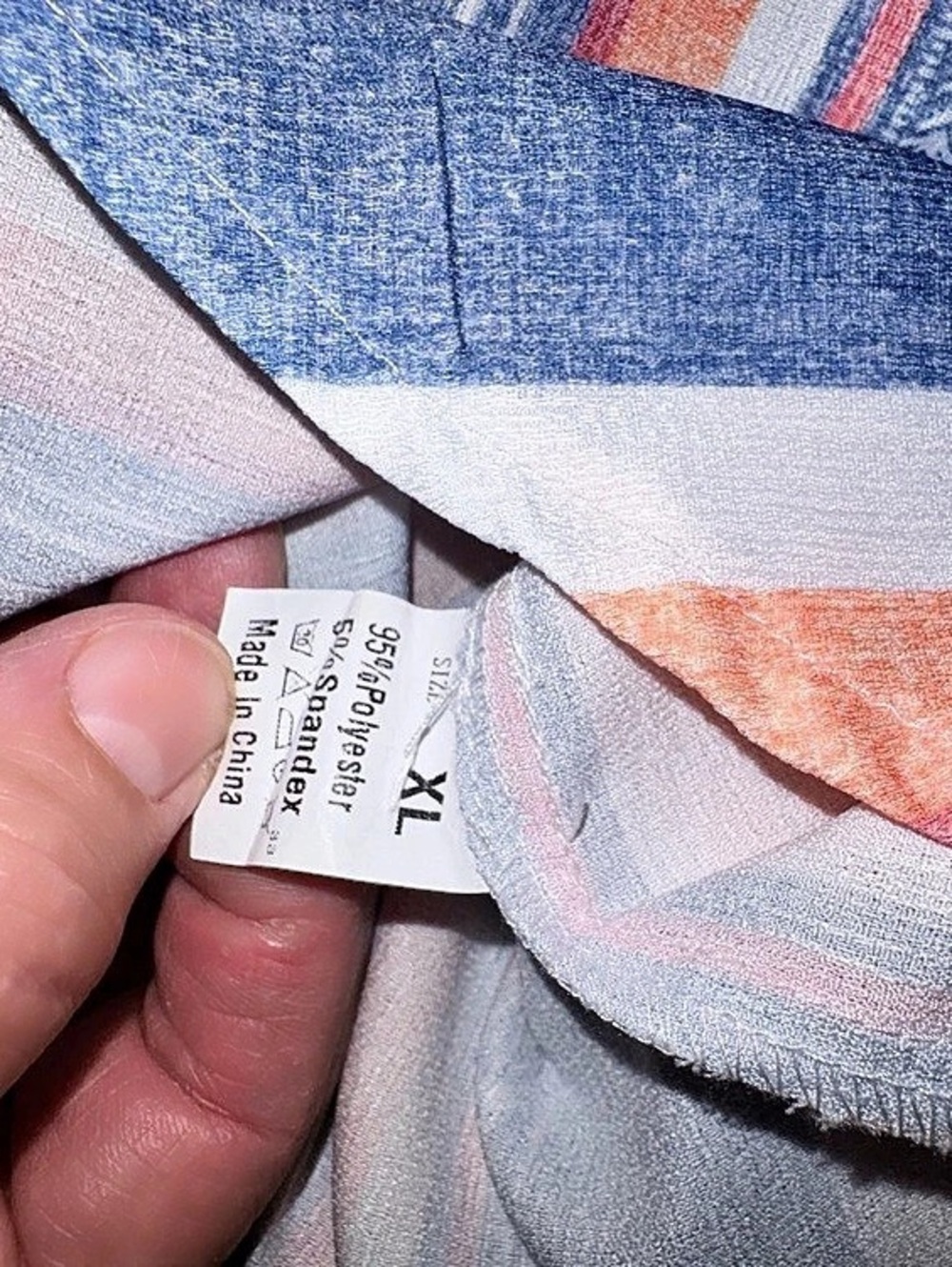 Striped Long Sleeve Shirt in Blue & Orange XL Like New - Picture 4 of 5